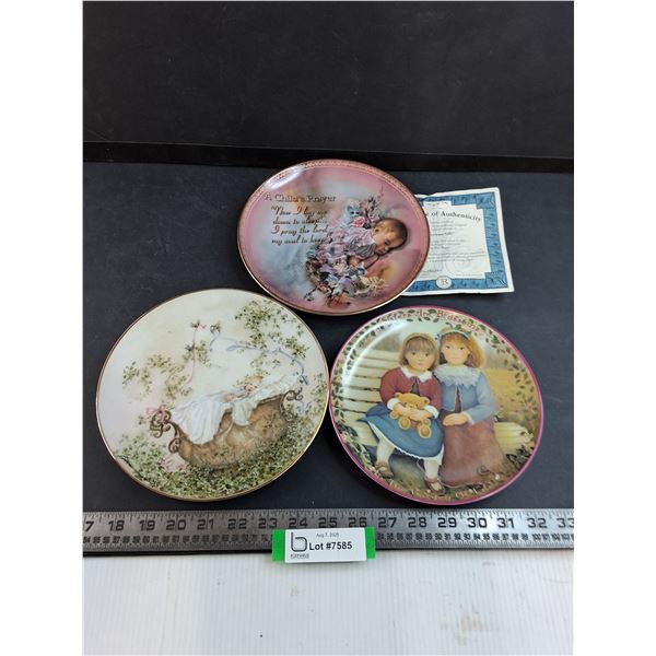 (3) Decorative "Children" Plates - (Child's Prayer, Pride & Joy, Sisters are Blossoms)