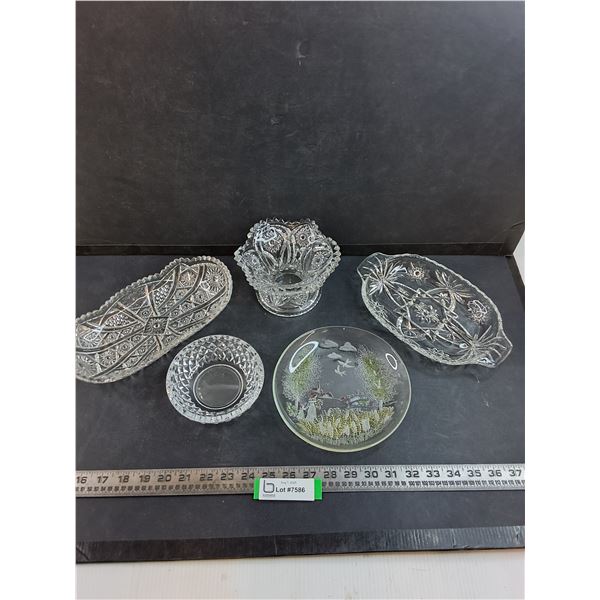 (5) Glass/Crystal Serving/Display Dishes