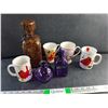 Image 1 : Liquor Decanter, Coffee Cups, Ceramic Mugs and Purple Glass Bottles