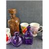 Image 3 : Liquor Decanter, Coffee Cups, Ceramic Mugs and Purple Glass Bottles
