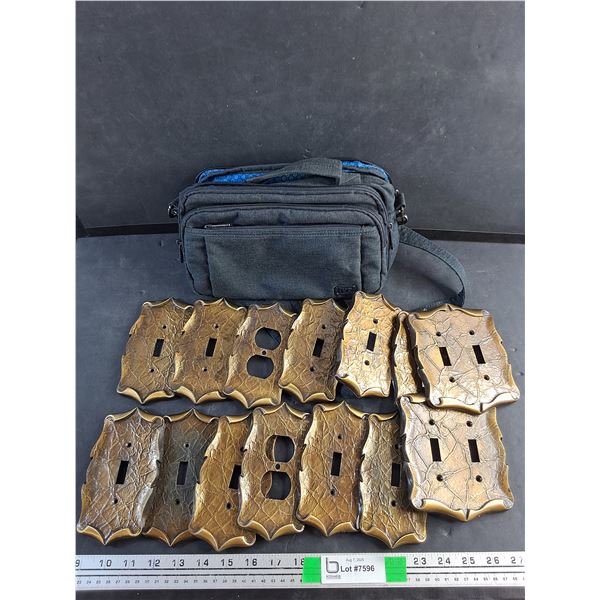 Metal Switch and Wall Socket Plate Covers and Lug Brand Bag
