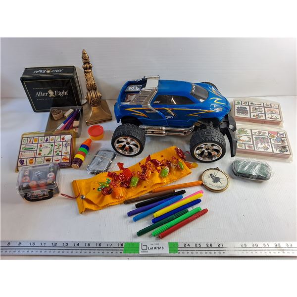 Nikko R/C Car, Book End, Rubber Stamps, Markers and Misc