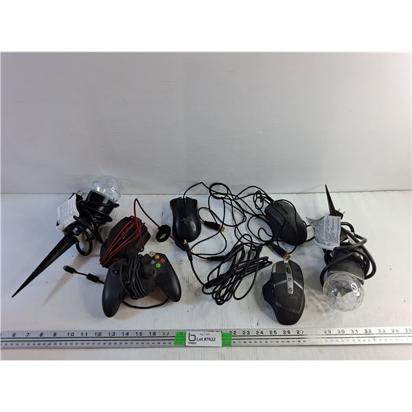 Christmas Lights - Tested, Razer Gaming Joystick & Mouses and Logitech Cordless Mouse - As Is