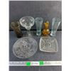 Image 1 : Amber Glass Decanter, Glass Cups, Goblet, Square Glass Tray and Dessert Stand