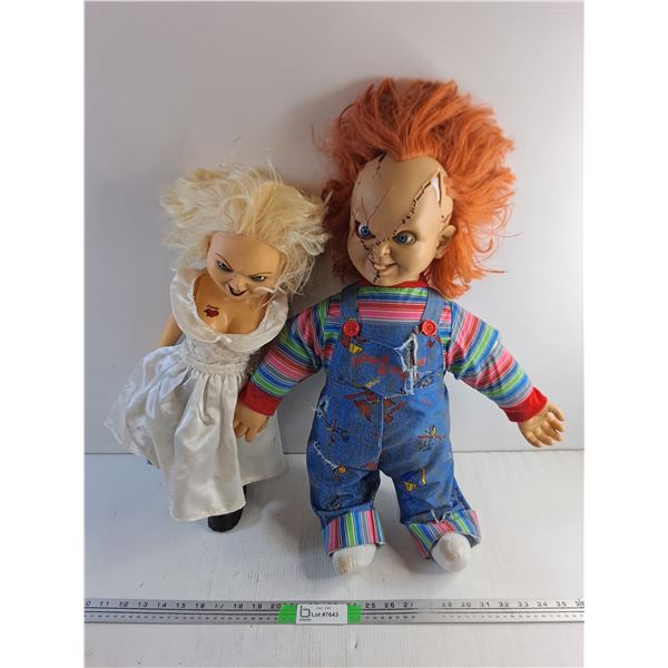 Chucky and Bride of Chucky Dolls 22"-Tiffany Missing a Foot