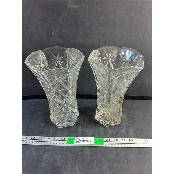 (2) 10" Glass Vases