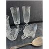 Image 4 : Crystal Creamer, Pitcher & Goblets, Glass Gravy Boat and Silverplated Spoons