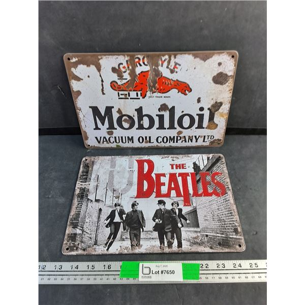 Mobiloil and The Beatles Wall Signs 12" x 8"