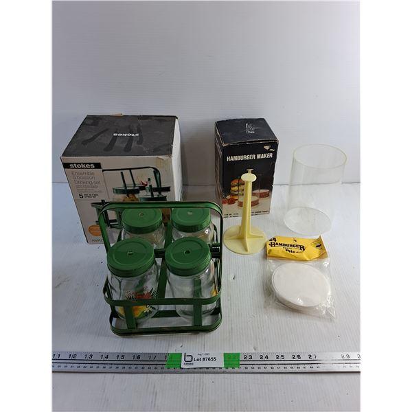 Stokes 5 pc Drinking Set and Hamburger Maker