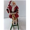 Image 3 : Fabric Mache Santa On A Rocking Horse - As Is