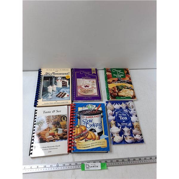 (6) Cookbooks - Taste & See, Slow Cooking, Desserts, Misc