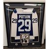 Image 1 : # Potvin Toronto Maple Leafs Framed Jersey - 37. 5" x 45.5" - CANNOT SHIP, Cannot Authenticate