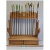 Image 1 : # Wooden Wall Mount Archery Arrow & Bow Rack w/ Locking Storage w/Arrows - 30" x 7.5" x 28" - CANNOT