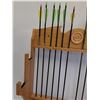 Image 5 : # Wooden Wall Mount Archery Arrow & Bow Rack w/ Locking Storage w/Arrows - 30" x 7.5" x 28" - CANNOT