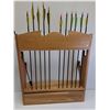 Image 6 : # Wooden Wall Mount Archery Arrow & Bow Rack w/ Locking Storage w/Arrows - 30" x 7.5" x 28" - CANNOT