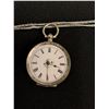Image 2 : European Pocket Watch - Marked Silver on Case - w/Chain, Key Wind, Key & Glass Missing