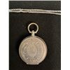 Image 3 : European Pocket Watch - Marked Silver on Case - w/Chain, Key Wind, Key & Glass Missing