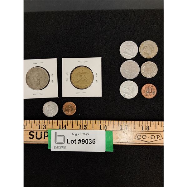 (4) Asian Coins & (6) Jamaican & Mexican Coins - Assorted
