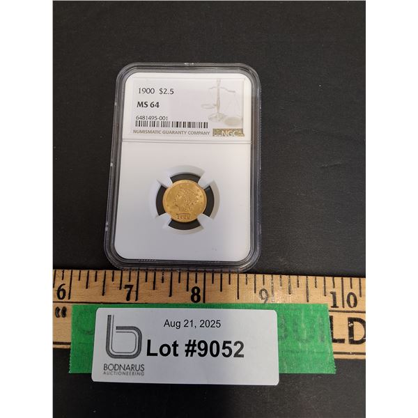 MS 64 Graded United States of America $2.5 Gold Coin