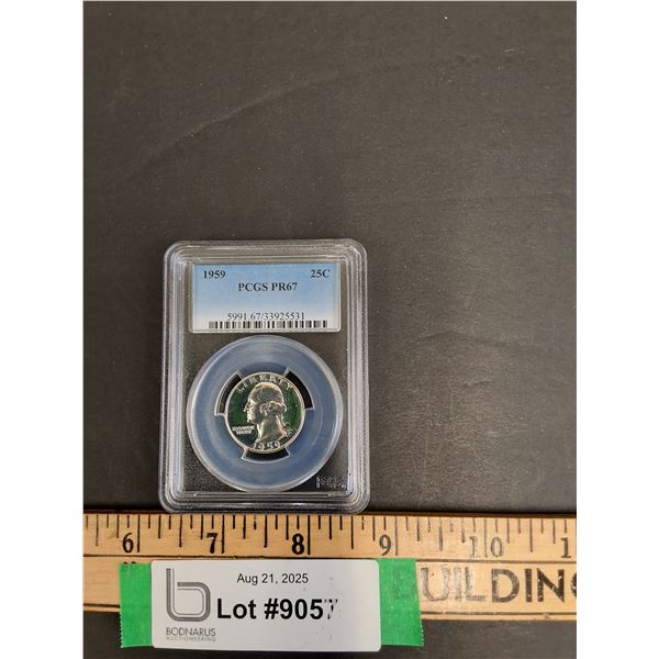 PR67 Graded American 1959 Twenty Five Cent Coin