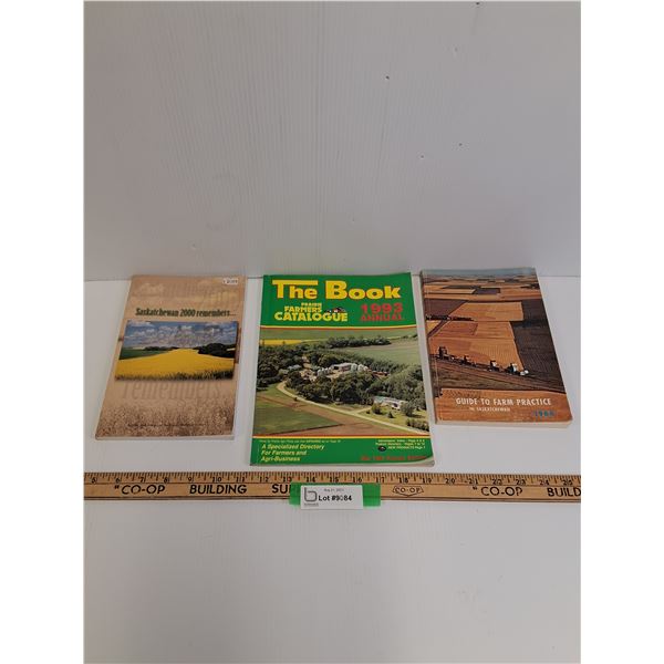 (3) Farming Books: 1966 Guide to Farming, 1993 Farmers Catalogue, Saskatchewan Remebers 2000