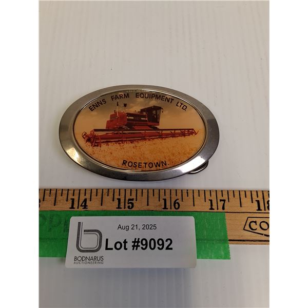 Massey Ferguson Belt Buckle - 3.5" x 2.5" - Rosetown, Enns Farm Equipment Ltd