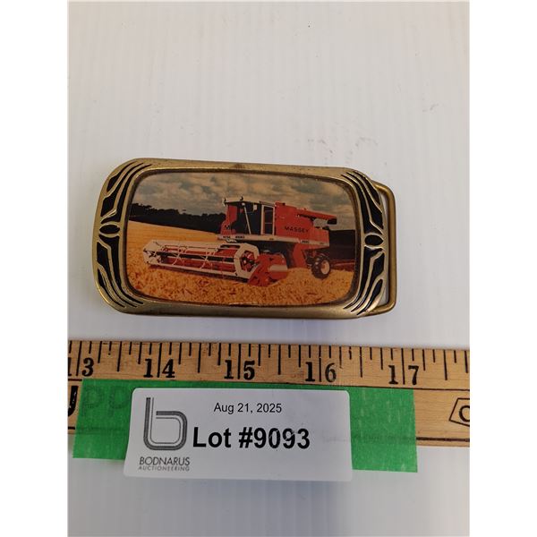 Massey Ferguson Belt Buckle - 3.5" x 2.5" - Combine, 1983, Solid Brass