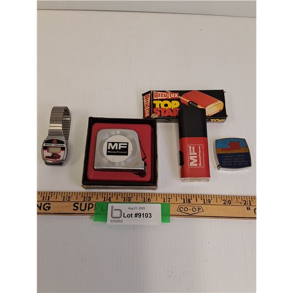 Massey Ferguson Watch (May Need Battery), (2) Measuring Tape, Light
