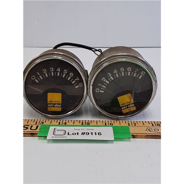 (2) Skidoo Snowmobile RPM Gauges - One Has Damaged Glass