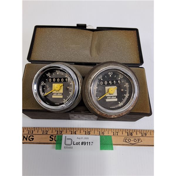 (2) Vintage Skidoo Snowmobile Speedometers (One Missing Glass)