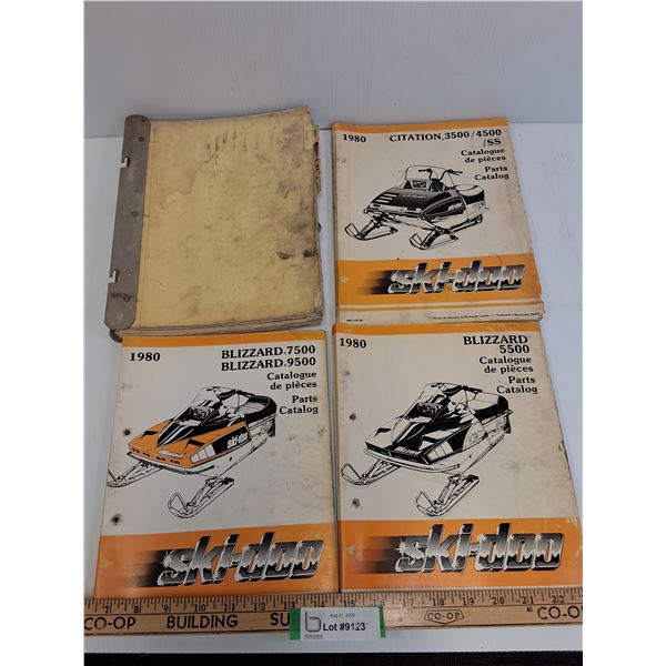 (4) Vintage Skidoo Snowmobile Parts Catalogs - 1975 & 1980