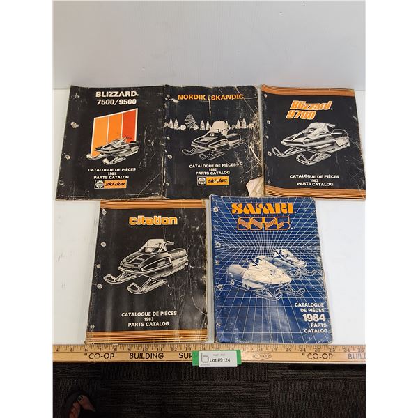 (5) Skidoo Snowmobile Parts Catalogs - 1981, 82, 83, 84