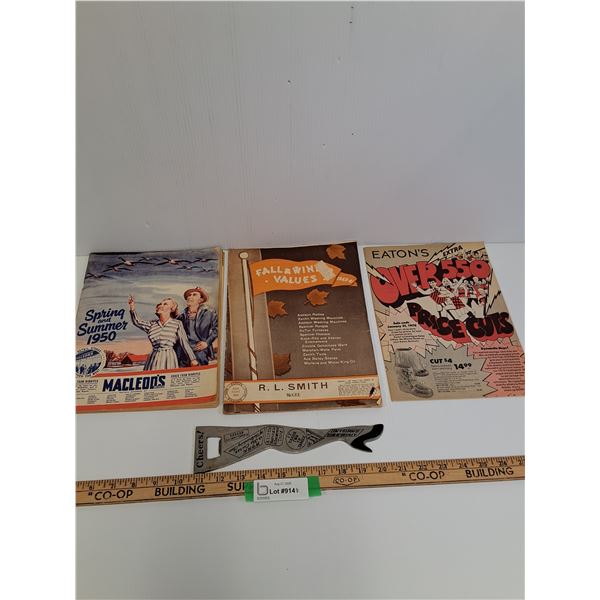 (3) Vintage Catalogs: Macleod's 1950, Eaton's 1976, R.L.Smith & Lady Leg Bottle Opener