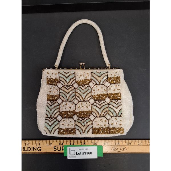 Vintage Art Deco Pattern Beaded  Women's Hand Purse - 8" x 6"