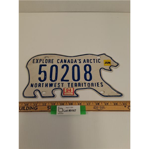 Northwest Territories License Plate - 1994 Sticker