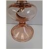 Image 2 : Antique Pink Depression Glass Kerosene/Oil Lamp Base w/Hurricane Glass Shade - 17" x 6"