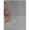 Image 5 : Antique Pink Depression Glass Kerosene/Oil Lamp Base w/Hurricane Glass Shade - 17" x 6"
