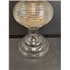Image 3 : Antique Beehive Pattern Kerosene/Oil Lamp & Hurricane Glass Shade - 17" x 6"