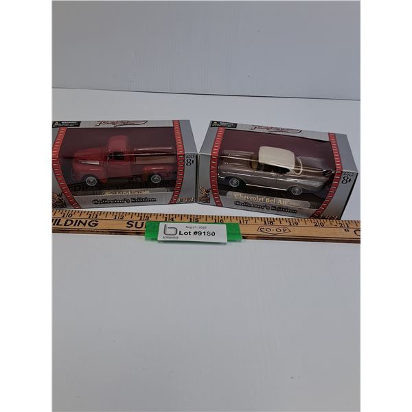 (2) Die Cast Vehicle Models: 1948 Ford Pickup & 1957 Chevy Bel-Air - 1:43 Scale
