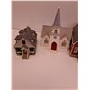 Image 2 : (5) Model Train Village Buildings: Church, School, General Store, Hardware Store, House