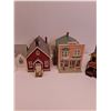 Image 3 : (5) Model Train Village Buildings: Church, School, General Store, Hardware Store, House