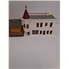 Image 4 : (4) Model Train Village Buildings: Dentist, Hardware, Train Station, Corner Store