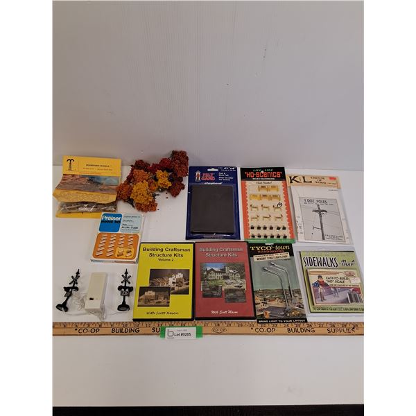 Model Train Lot: DVDS, Park Benches, Oil Rig, Train Crossing Set, Fall Trees, Misc
