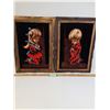 Image 1 : (2) Black Velvet Paintings of Children Praying (Girl & Boy) in Wood Frames - 15" x 21" Each