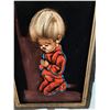 Image 3 : (2) Black Velvet Paintings of Children Praying (Girl & Boy) in Wood Frames - 15" x 21" Each