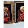 Image 4 : (2) Black Velvet Paintings of Children Praying (Girl & Boy) in Wood Frames - 15" x 21" Each