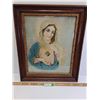 Image 1 : # Religious Immaculate Heart of Mother Mary Print in Wood Frame - 21" x 25"