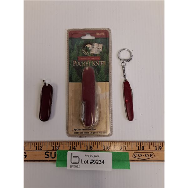 (3) Red Pocket Knives - Assorted Sizes