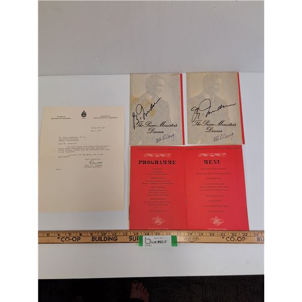 (3) 1971 Liberal Prime Minister Trudeau Sr. Dinner Programmes Signed by Trudeau & Otto Lang