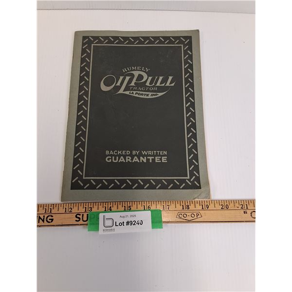 Vintage Rumley Tractor Oil Pull Booklet